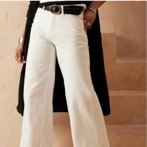 NWT! Banana Republic High-Rise Wide-Leg Jean, White, Multiple